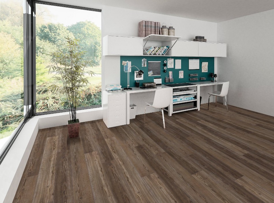 Shaw Floorte Pro Starting Line: Weathered Brown Luxury Enhanced Vinyl Plank with Attached Pad 3060V 07316 Room Scene