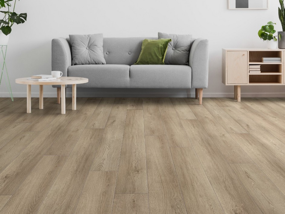 Shaw Floorte Pro Starting Line: Driftwood Taupe Luxury Enhanced Vinyl Plank with Attached Pad 3060V 07317 Room Scene