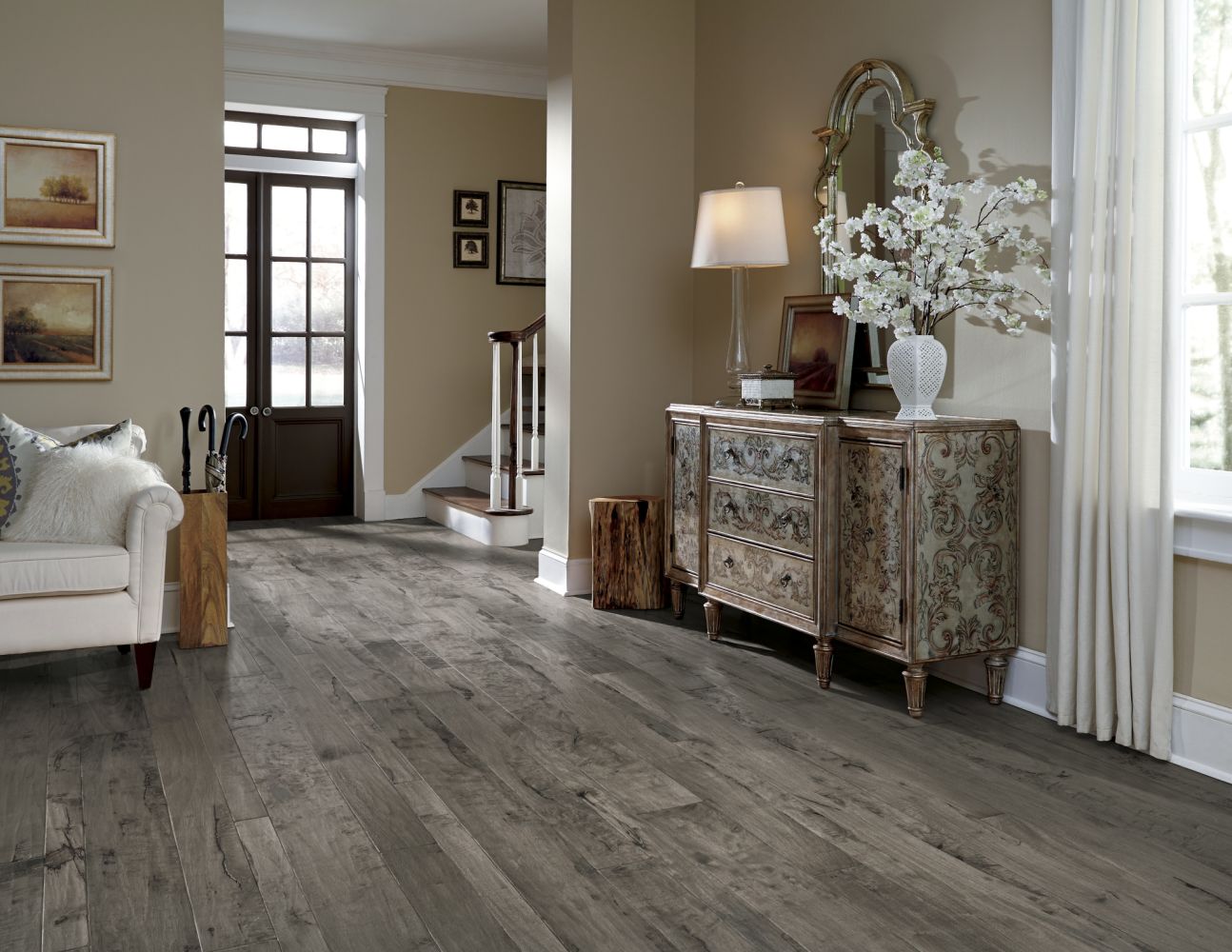 Mannington Antigua Pacaya Mesquite Collection: Ash 9/16" x 3", 5", 7" Engineered Oak Hardwood PMQ07ASH1 Room Scene