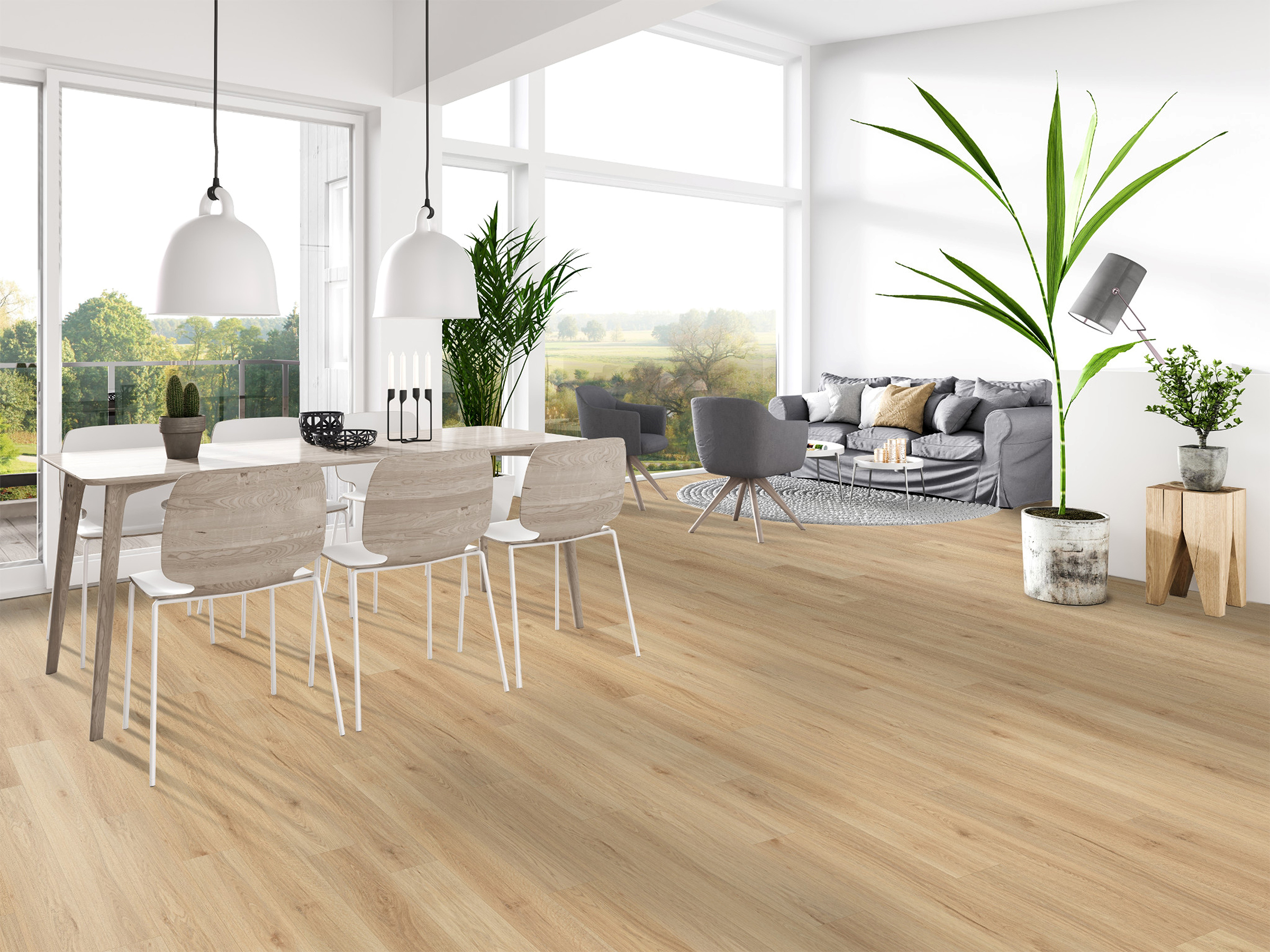 USFloors Coretec Plus Pro: Springfield Oak Engineered Luxury Vinyl Plank with Cork Comfort VV017-01020 Room Scene