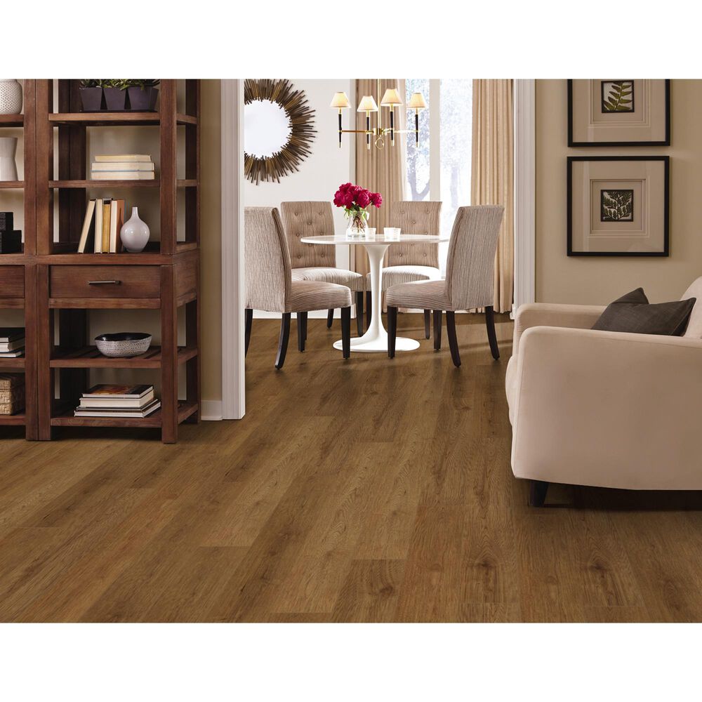 Happy Feet Mustang Collection: Honey Luxury Vinyl Plank with Attached Pad HF492 Room Scene