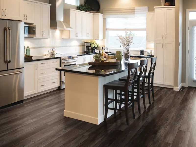 Paramount RigidCORE Keystone: Windburned Bark 7" x 48" Waterproof Rigid Luxury Vinyl Plank with attached pad RC128 Room Scene