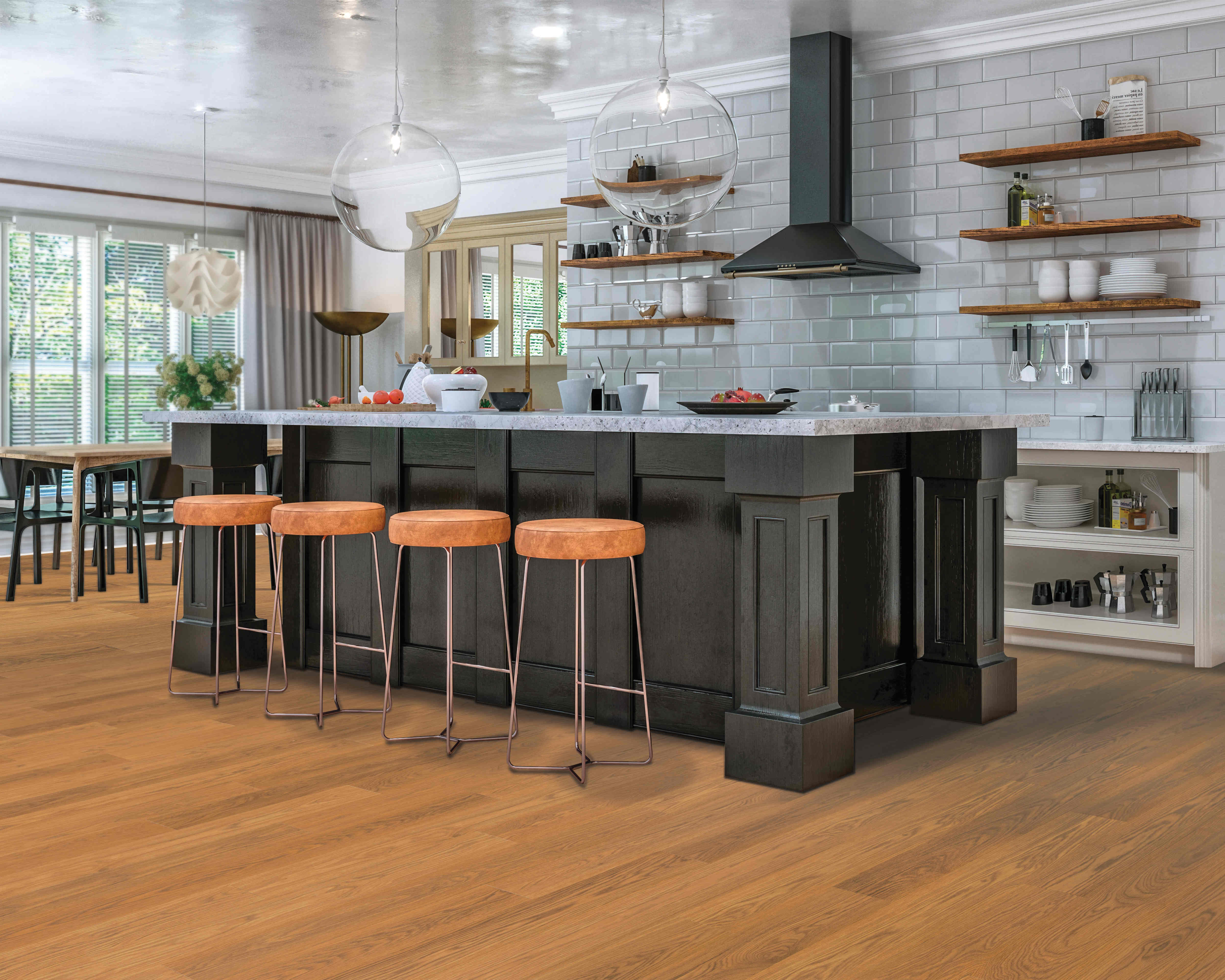 Mohawk Revwood Plus: Sterlington Malted Barley Oak 8mm Waterproof Laminate CDL46-02 Room Scene