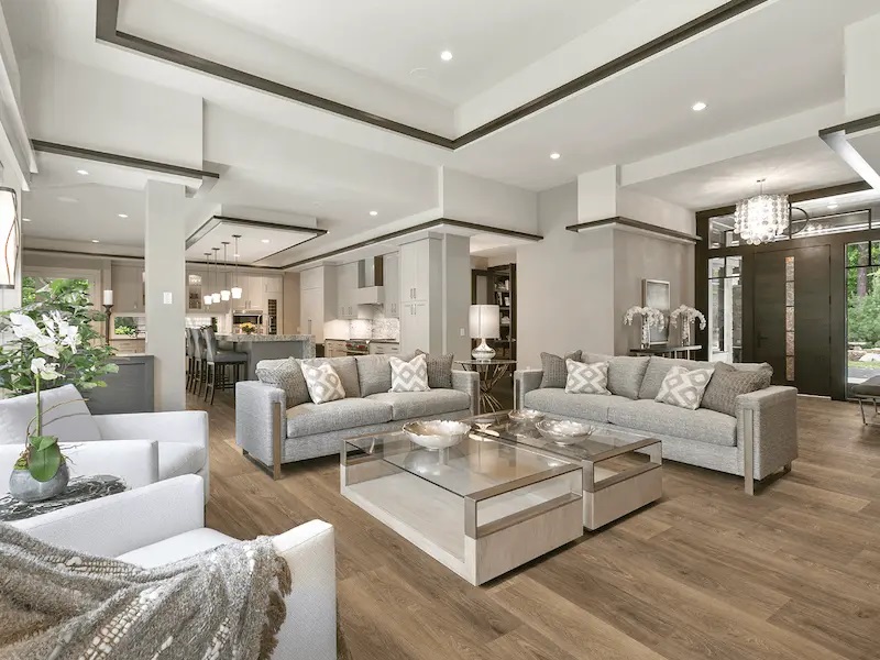 Paramount RigidCORE Keystone: Coffee Tumbler 7" x 48" Waterproof Rigid Luxury Vinyl Plank with attached pad RC131 Room Scene