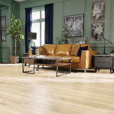 Pergo Elements Ultra: Prestano Sugared Hickory 12mm Laminate with 2mm Attached Pad PSR09-01 Room Scene