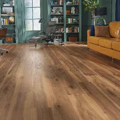 Pergo Elements Ultra: Prestano Nutshell Hickory 12mm Laminate with 2mm Attached Pad PSR09-03 Room Scene
