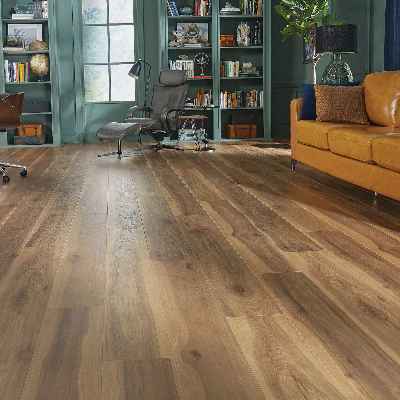 Pergo Elements Ultra: Prestano Cocoa Mocha Hickory 12mm Laminate with 2mm Attached Pad PSR09-04 Room Scene