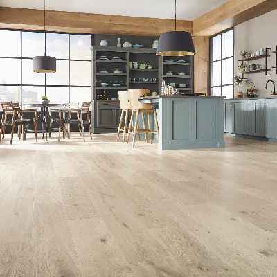 Pergo Elements Ultra: Transom Monument Grey Oak 12mm Laminate with 2mm Attached Pad PSR06-03 Room Scene