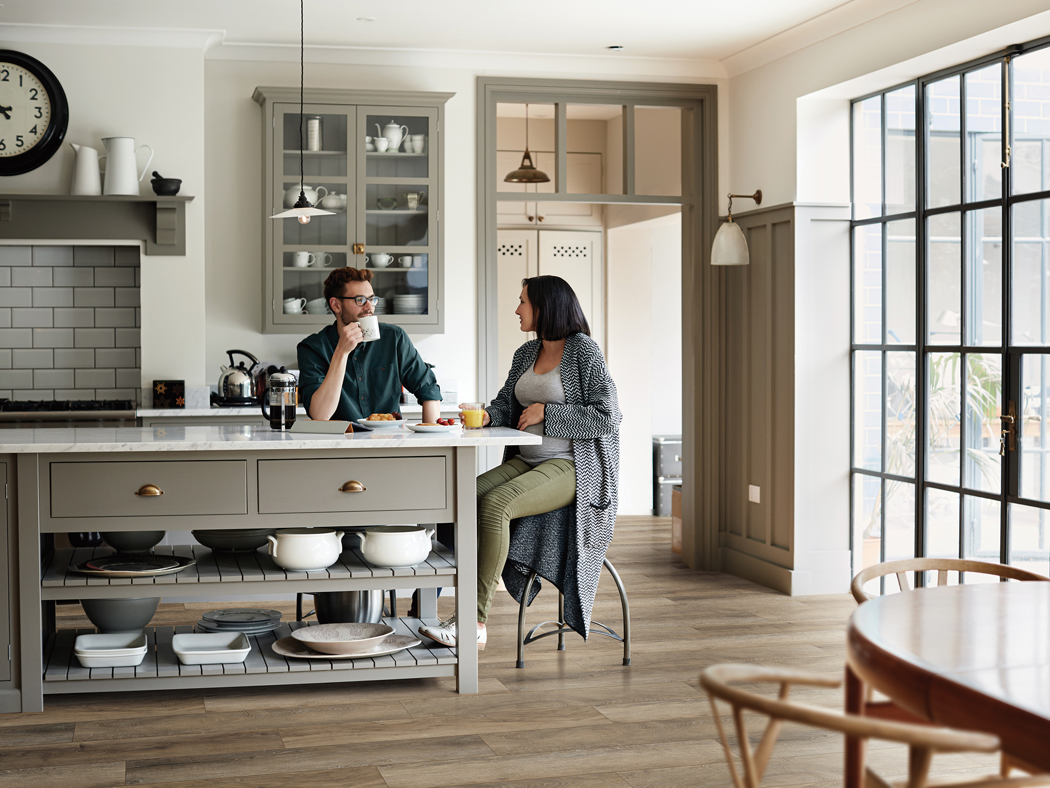 Paramount RigidCORE Capstone: Dorset 6" x 48" Waterproof Rigid Luxury Vinyl Plank with attached pad PARC601-GRNOAK5SUM Room Scene