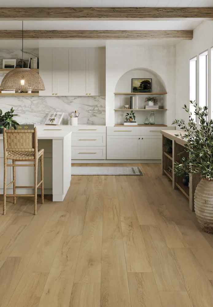 Mannington Restoration Collection: Heirloom Natural 12mm Waterproof Laminate 28630 Room Scene