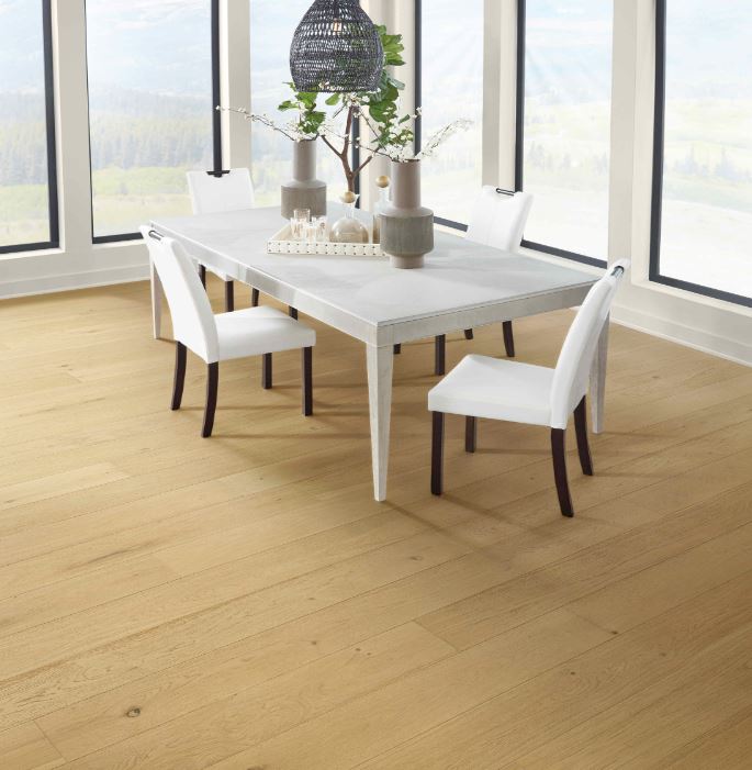 Mohawk TecWood Wyndham Farms: Aged Linen Oak 1/2" x 7.5" Engineered Hardwood WEK54-137 Room Scene