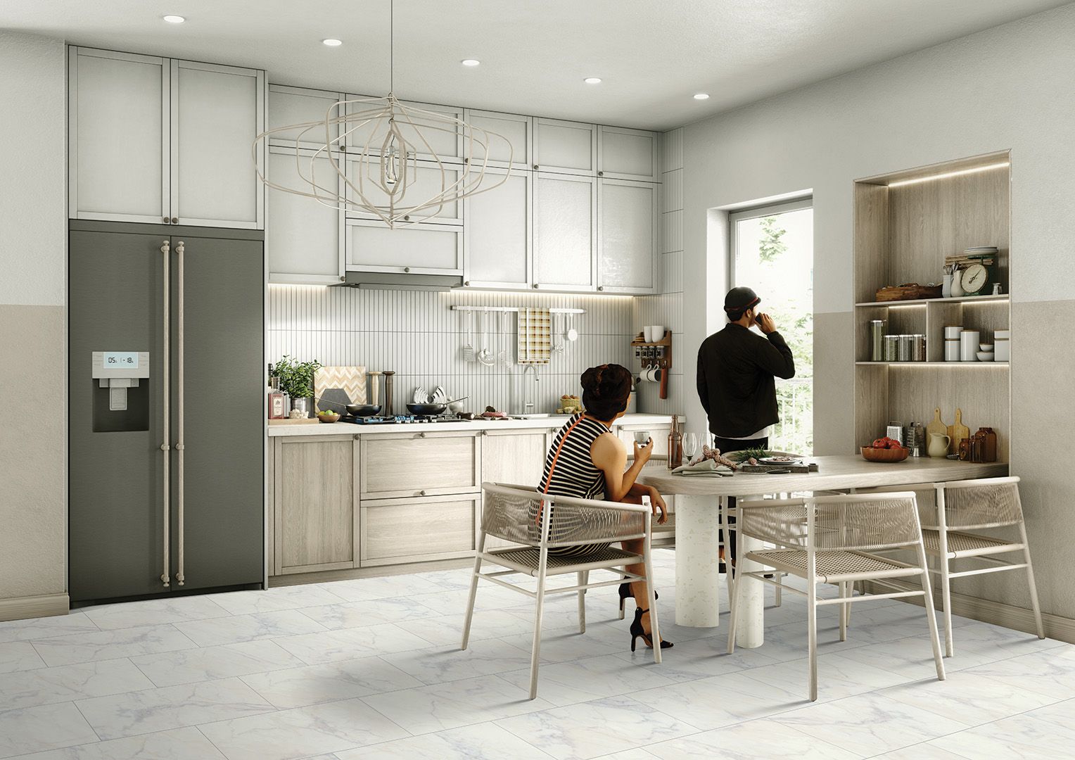 Paramount RigidCORE Keystone Tile: Turkish White 12" x 24" Waterproof Rigid Luxury Vinyl Plank with attached pad RC509 Room Scene