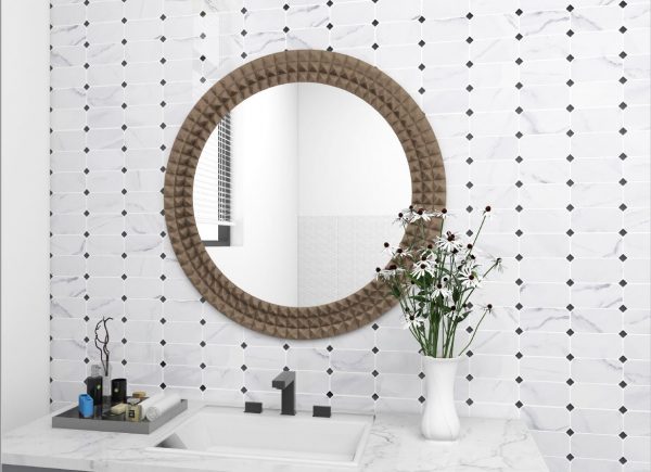 Glass Tile & Stone Artistic Recycled Glass Marble Series: Rectangle with Glass Dot RGAL622 Room Scene