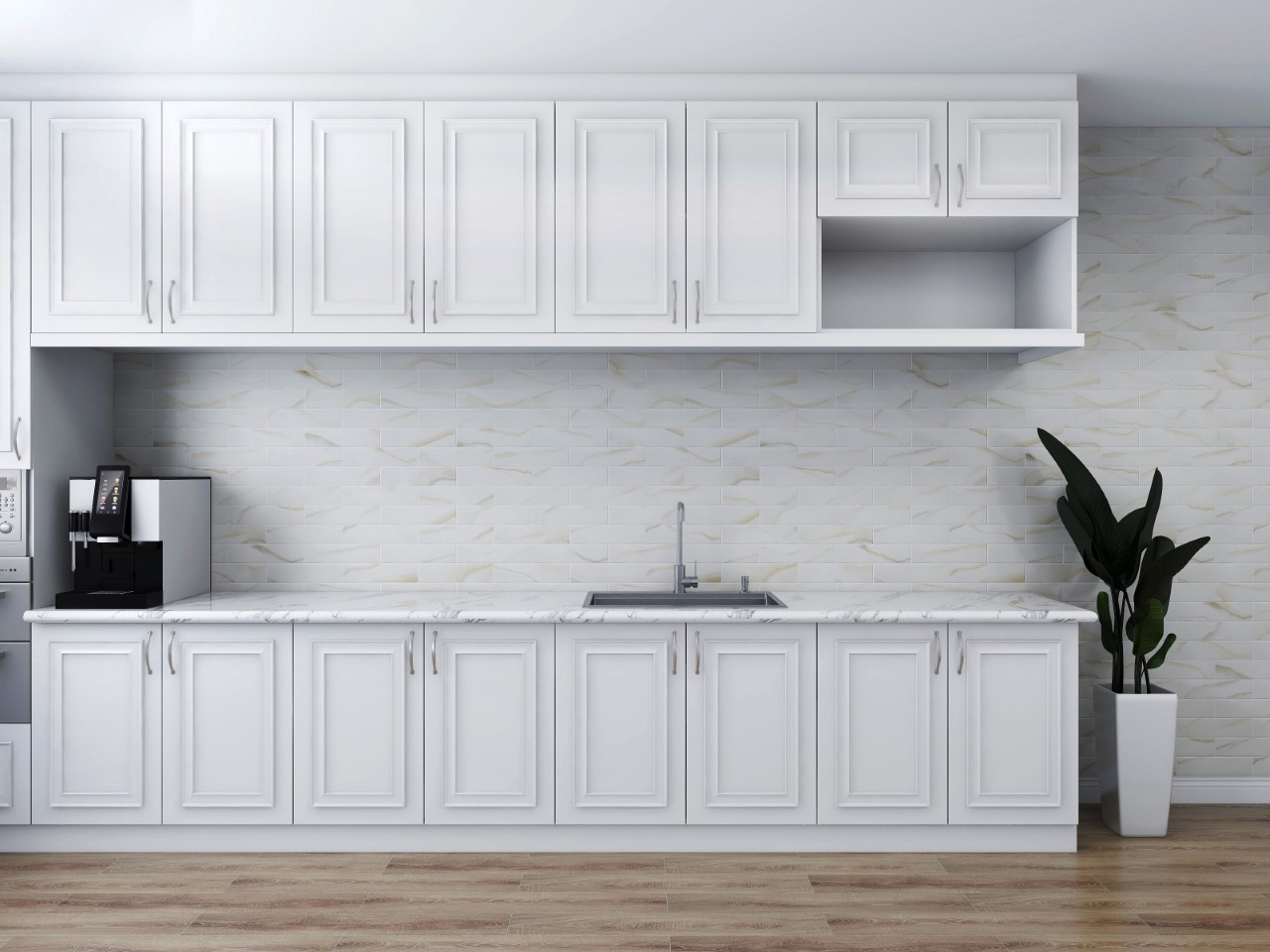 Glass Tile & Stone Artistic Recycled Glass Marble Series: 3"x 12" Calcutta Gold RGAL22178 Room Scene