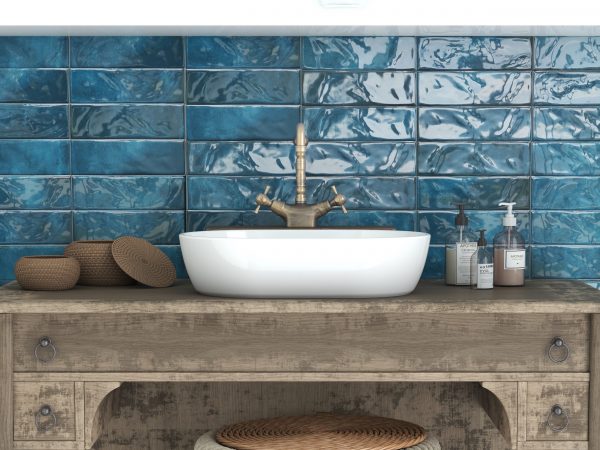 Glass Tile & Stone Verano: Turquoise 4" x 12" Ceramic Wall Tile CTVRO90 Room Scene