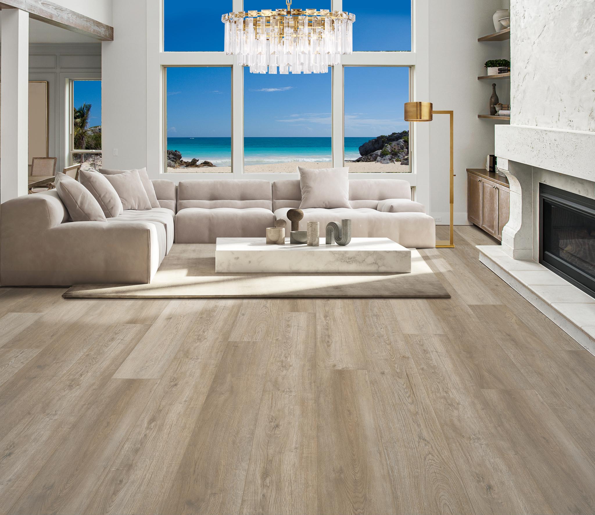 Casabella Laminate AquaProof: Hilldale 8" x 60" Waterproof Laminate Plank with Attached Pad AP107HD Room Scene