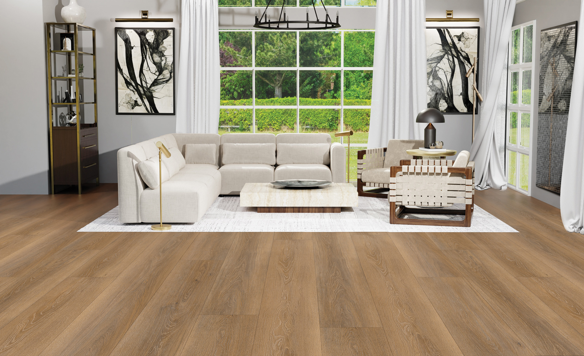 Casabella Versacore Grande: Andes Summit 10" x 82" Waterproof Luxury Vinyl Plank with attached pad CBVVCG10AS  Room Scene