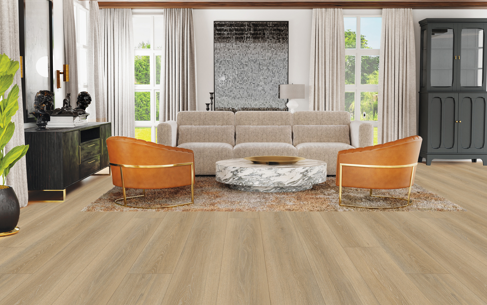 Casabella Versacore Grande: Springtime 10" x 82" Waterproof Luxury Vinyl Plank with attached pad CBVVCG10ST Room Scene
