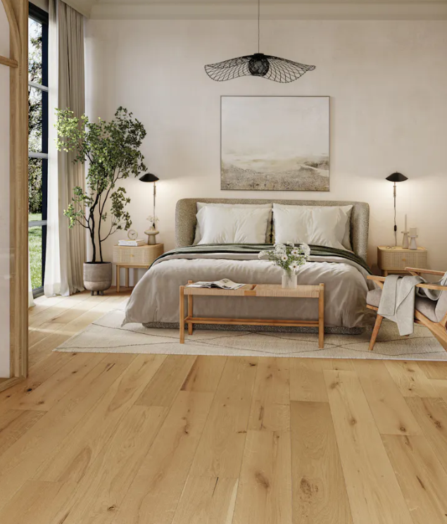 Mannington Monogram: Latte 9/16" x 8.6" Engineered White Oak Hardwood MNG08LAT1 Room Scene