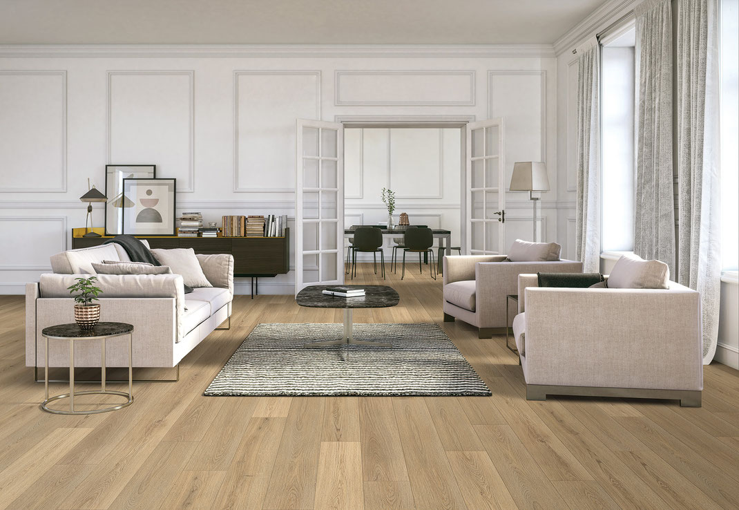 Paramount Bliss Dry Back: Sunriver Tan 7" x 48" Vinyl Plank DB129 Room Scene