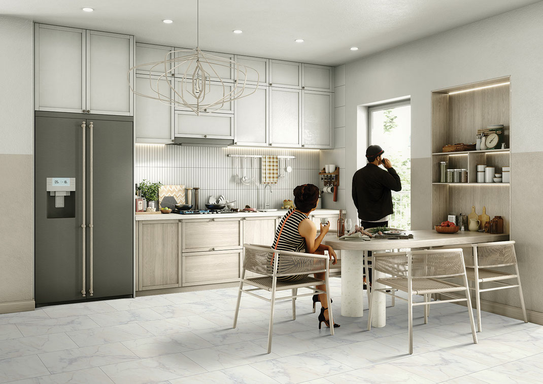 Paramount Bliss Dry Back: Turkish White 12" x 24" Vinyl Tile DB509 Room Scene