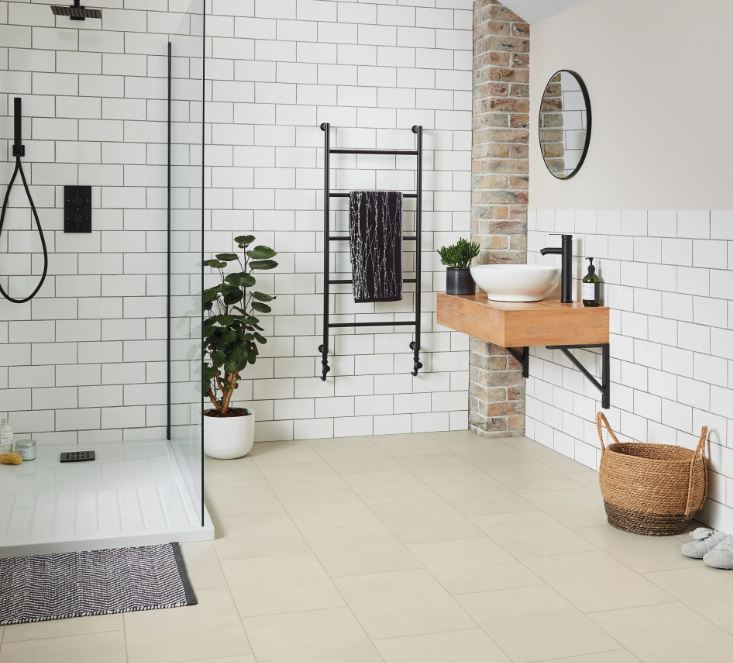 Karndean Knight Tile Glue Down: Ivory Riven Slate Luxury Vinyl Tile ST18 Room Scene