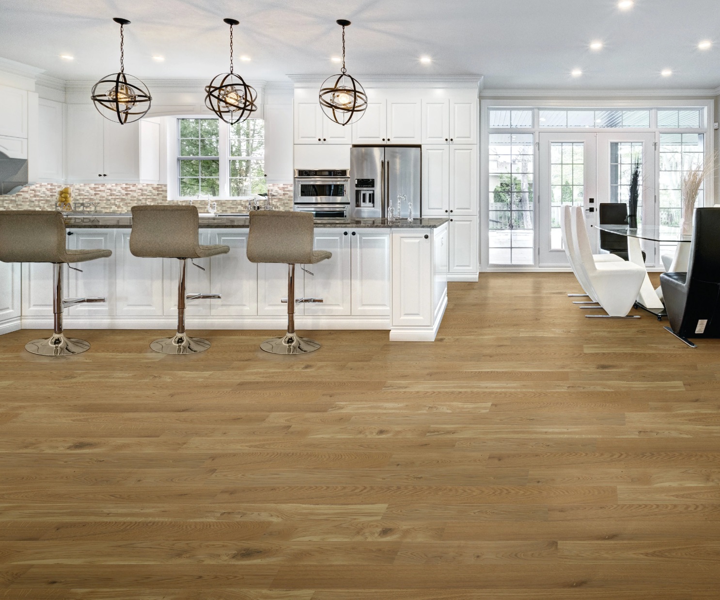 Paramount Flooring Santa Barbara: Natural 3/4" x 5" Solid Oak Hardwood H0911 Room Scene