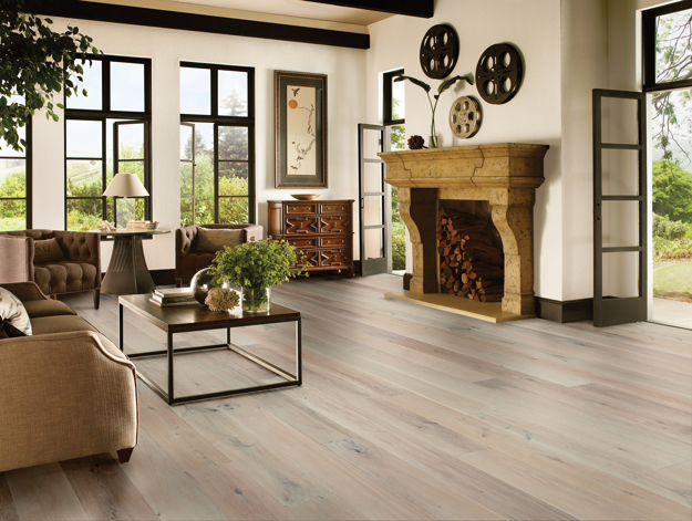 Hartco TimberBrushed Platinum: Winter Magic 9/16" x 9" Engineered Oak Hardwood EKTB97L03WF Room Scene