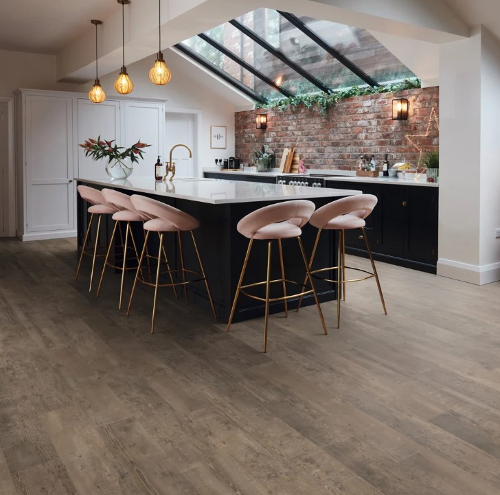 Karndean Van Gogh Glue Down: Smoked School Cedar Luxury Vinyl Plank VGW138T Room Scene