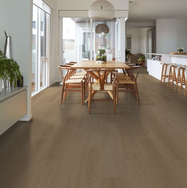 Shaw Aspire Natural Bevel: Nomadic Brown Luxury Enhanced Vinyl Plank 3381V 02107 Room Scene