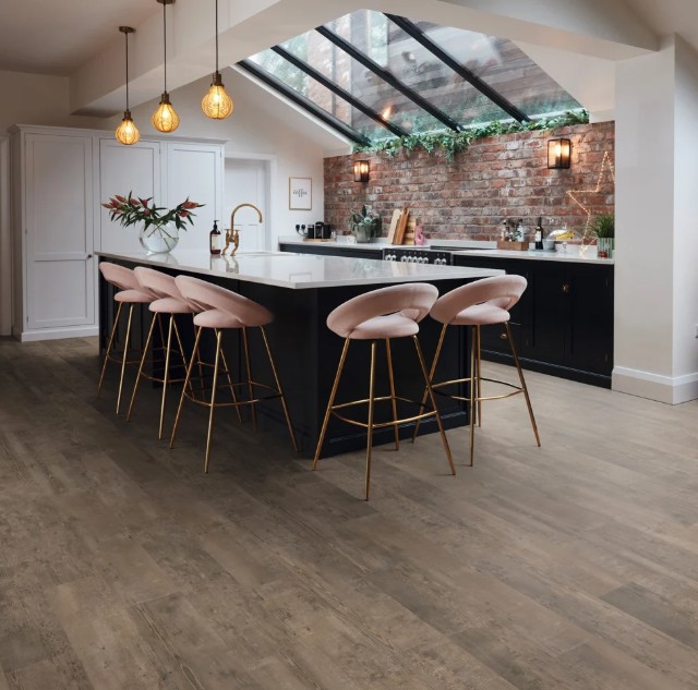 Karndean Van Gogh Rigid Core: Smoked School Cedar Luxury Vinyl Plank SCB138 Room Scene