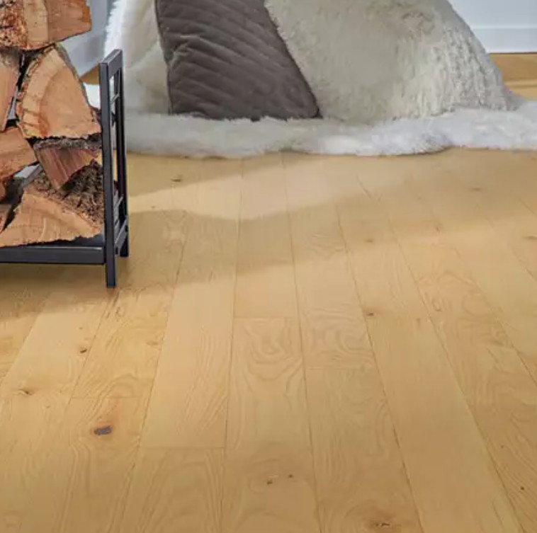 Mohawk Industrial Design: Natural Oak 3/8" x 5" Engineered Hardwood WEK57-131 Room Scene