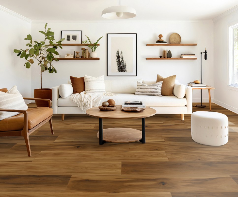 Stanton Nuvo Max 8: Hickory Lake Clove 12mm Laminate with Attached Pad 20143 Room Scene