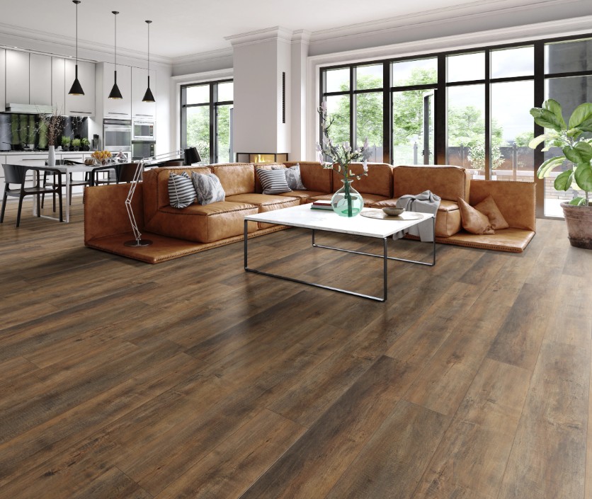 Stanton Nuvo Max 8: Provincial Oak Barrel 12mm Laminate with Attached Pad 75302 Room Scene