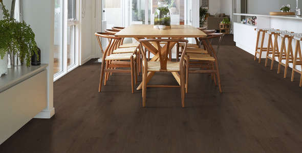 Shaw Floorte Pro Fresh Take: Tuxedo Bronze Vinyl Tile with Attached Pad 3415V 00935 Room Scene