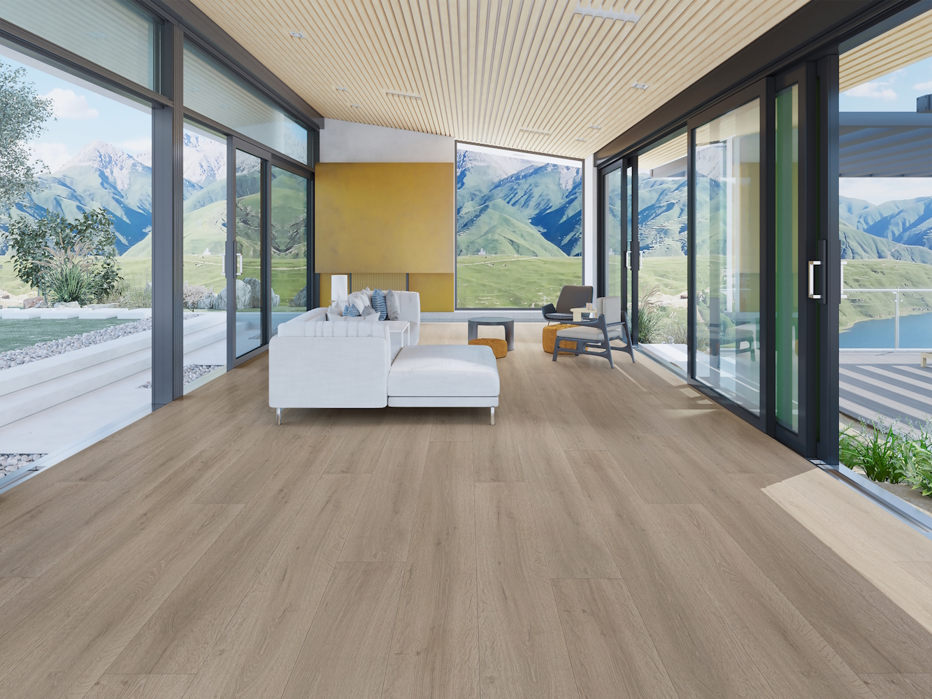 Casabella Laminate Sea Perfection: Macduff 7" x 48" Waterproof Laminate Plank with Attached Pad CBLSP591MD Room Scene