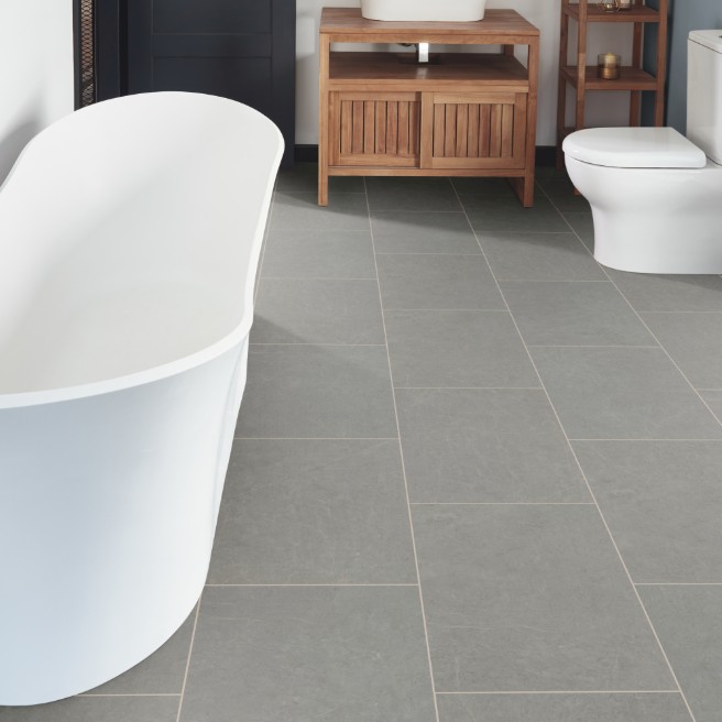 Karndean Korlok Stone: Grey Castello Marble Waterproof Luxury Vinyl Plank RKT2417-G Room Scene