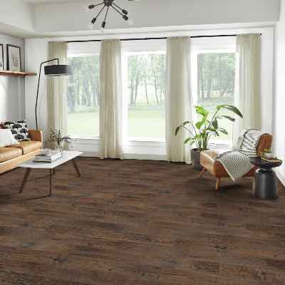 Mannington Restoration Collection: Historic Oak Charcoal 12mm Waterproof Laminate 22102V Room Scene