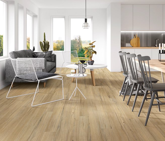 USFloors Coretec Plus: Dodwell Oak Engineered Luxury Vinyl Plank with Cork Comfort VV023-00573 Room Scene