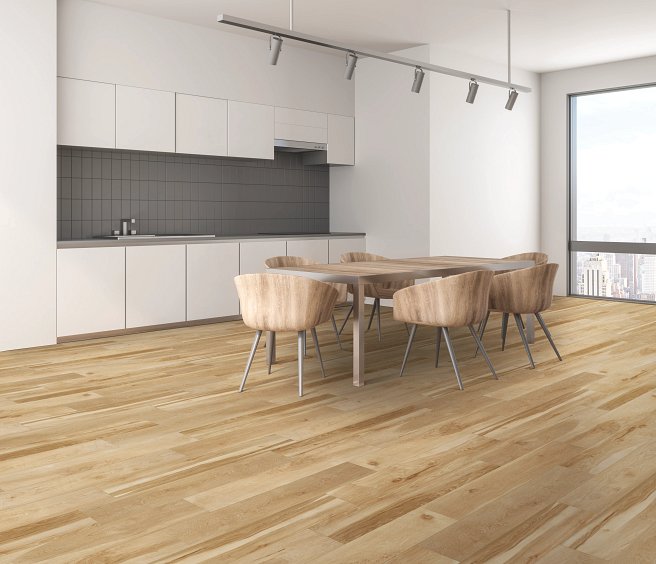 USFloors Coretec Plus HD: Blended Praline Engineered Luxury Vinyl Plank with Cork Comfort VV704-5021 Room Scene