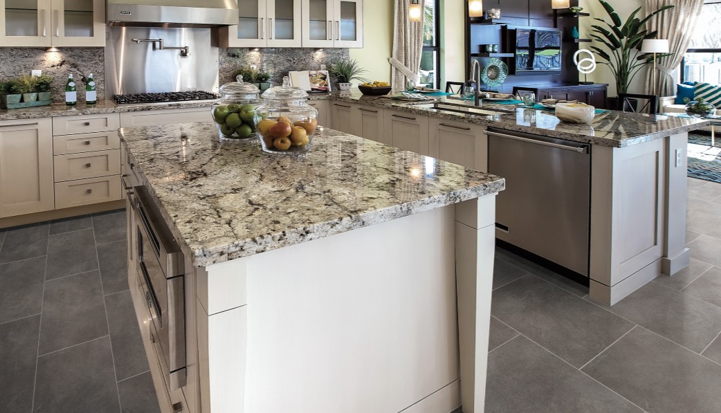 Paramount RigidCORE Keystone Tile: Concorde Grey 12" x 24" Waterproof Rigid Luxury Vinyl Plank with attached pad RC512 Room Scene