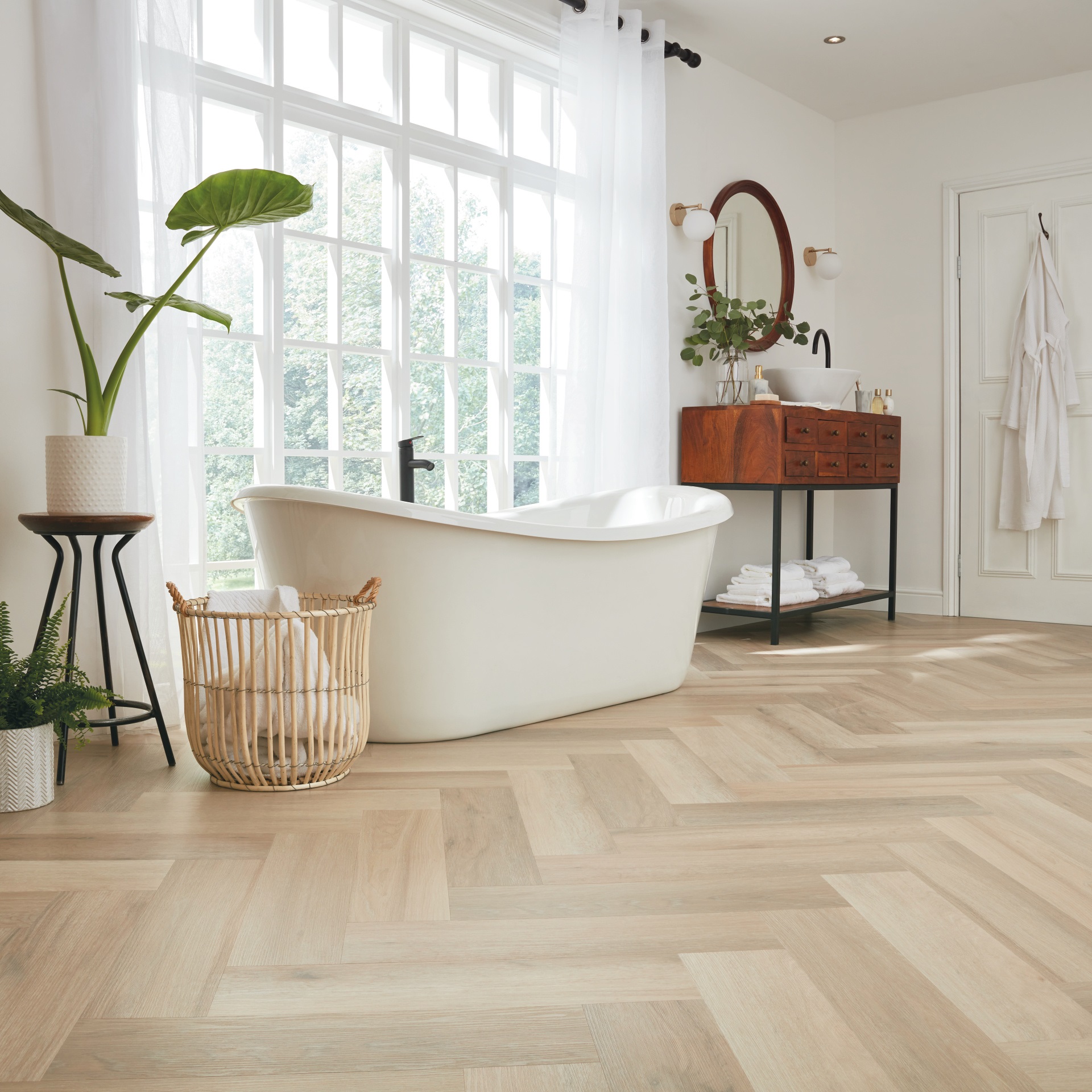 Karndean Korlok Select Herringbone: Texas White Ash Luxury Vinyl Plank SM-RKP8105 Room Scene