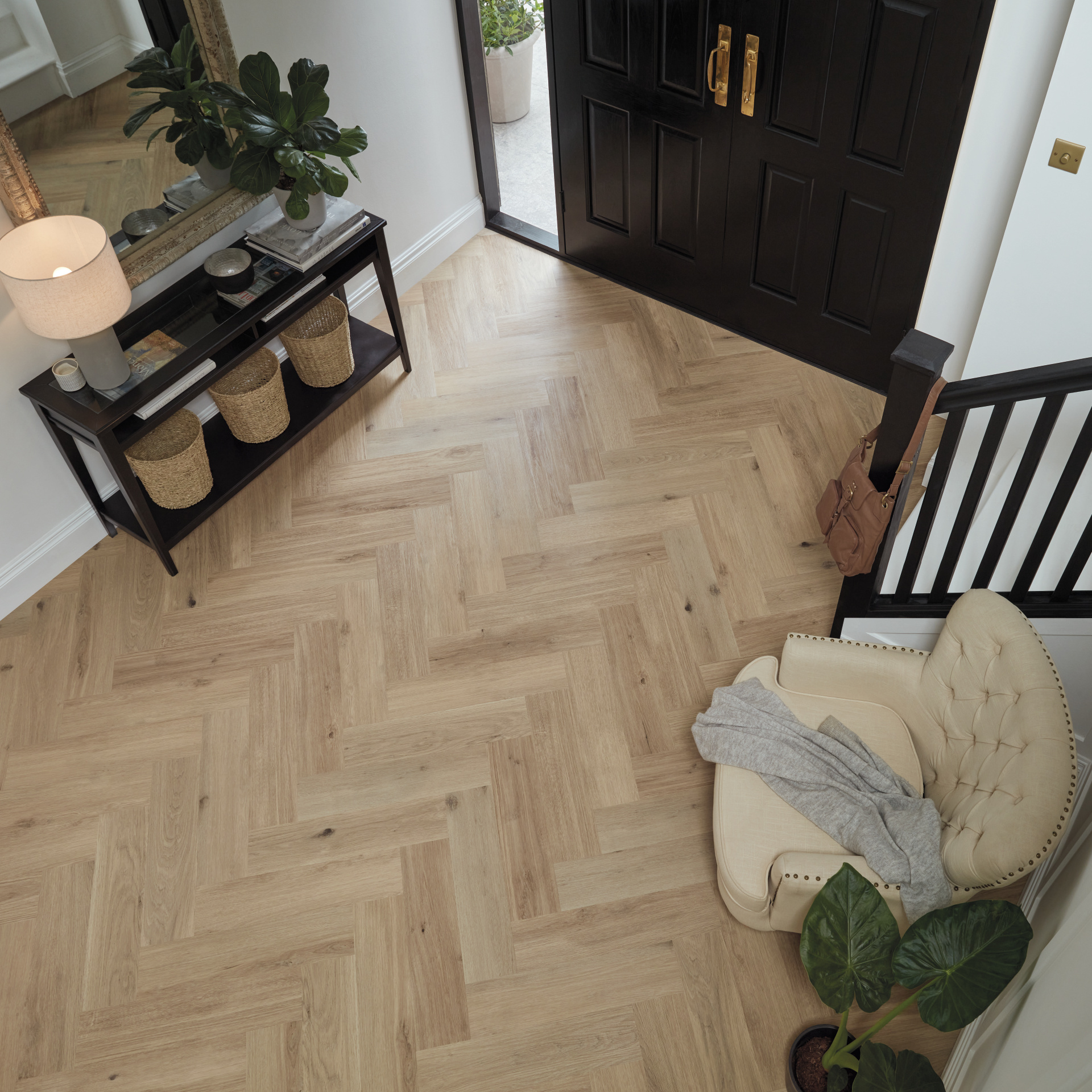 Karndean Korlok Select Herringbone: Canadian Urban Oak Luxury Vinyl Plank SM-RKP8116 Room Scene