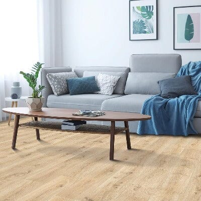 Quick-Step NatureTek Vestia Collection: Fawn Oak Natural 12mm Laminate with attached pad UP5187 Room Scene