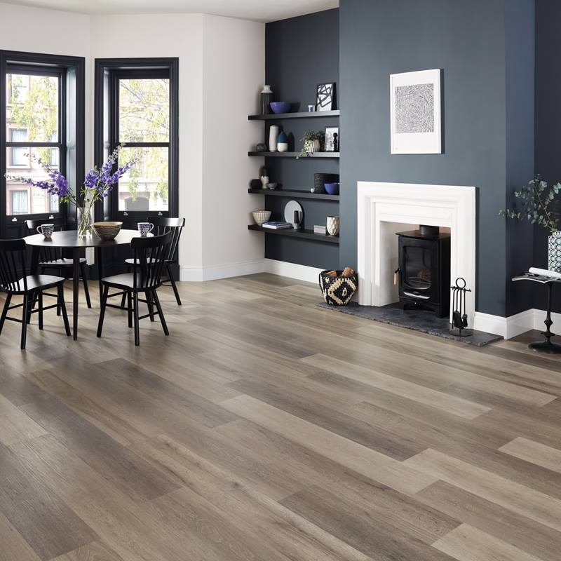 Karndean Korlok Select: Washed Grey Ash Luxury Vinyl Plank RKP8104 Room Scene