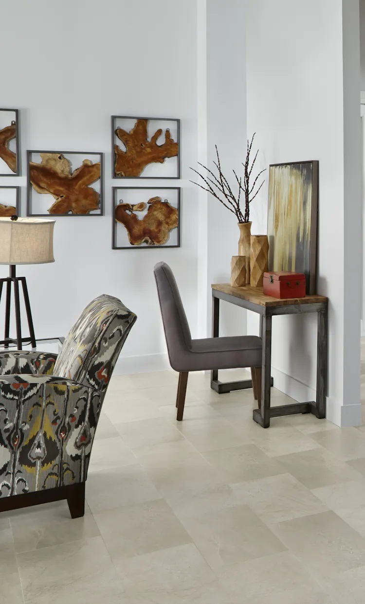 Mannington Adura Rigid Rectangles Luxury Vinyl Tile: Meridian Stucco RGR021V Room Scene