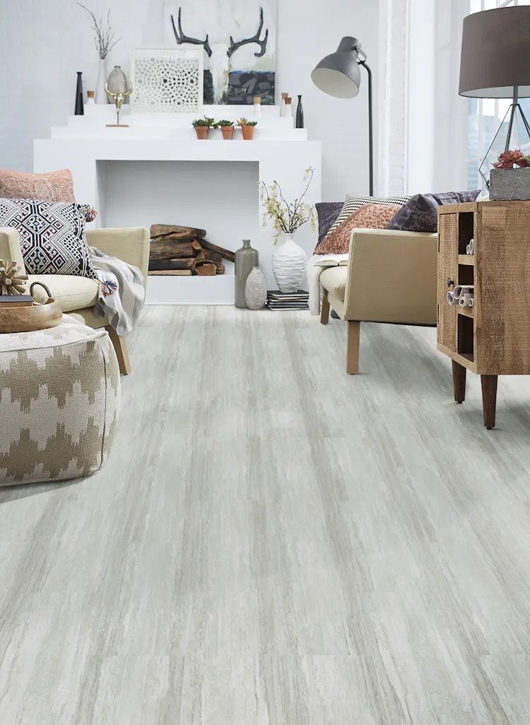 Mannington Adura Flex Rectangles Luxury Vinyl Tile: Cascade Sea Mist FXR111 Room Scene