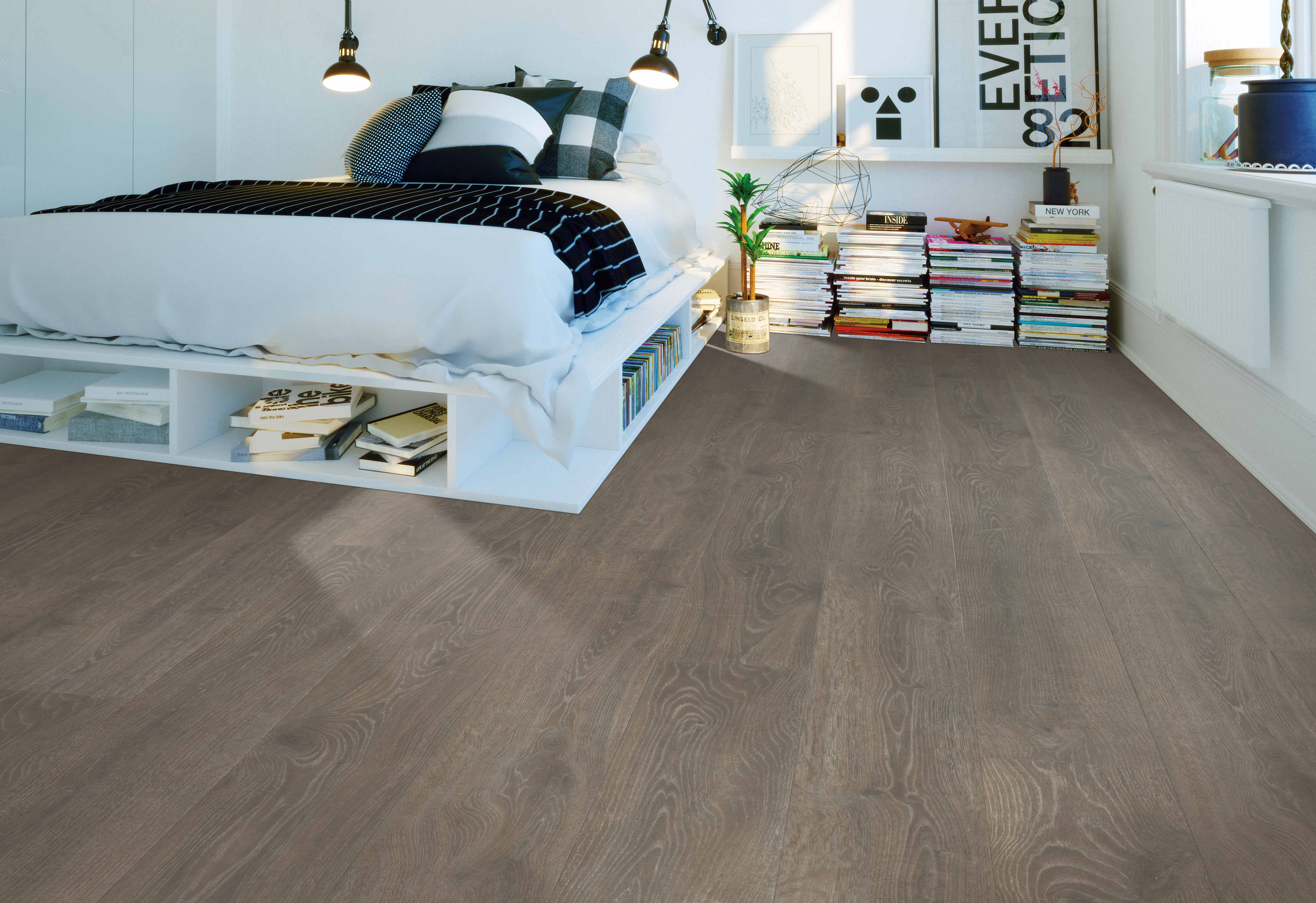 Mohawk Revwood Plus: Antique Craft Espresso Bark Oak 10mm Waterproof Laminate CDL78-03 Room Scene