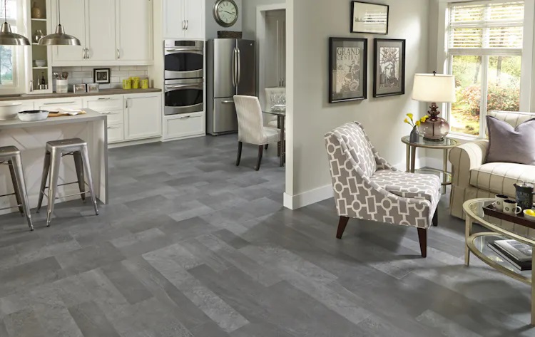Mannington Adura Flex Rectangles Luxury Vinyl Tile: Meridian Steel FXR022 Room Scene