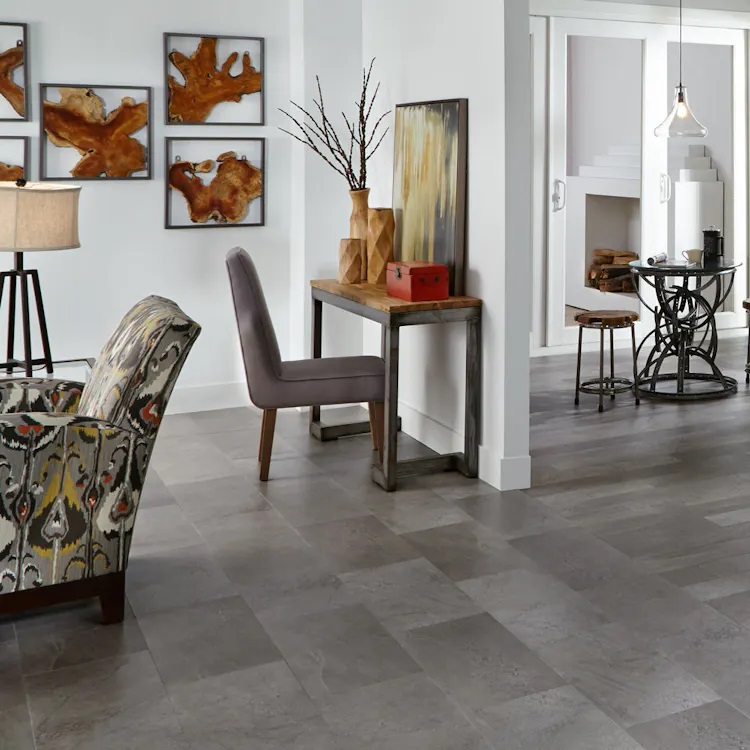 Mannington Adura Flex Rectangles Luxury Vinyl Tile: Meridian Carbon FXR023 Room Scene